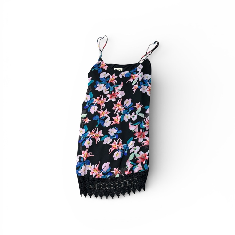 Show Me Your MuMu Black Floral Lined Mini Slip Dress Size Medium - Picture 8 of 10